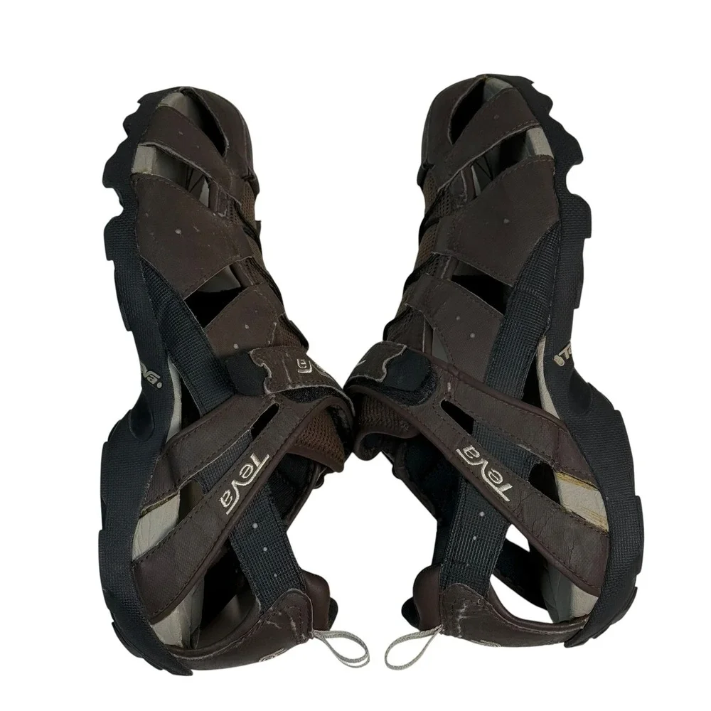 Teva Omnium Brown Fisherman Sport Sandal Mens 13 S/N 6968 Closed Toe Water Shoes